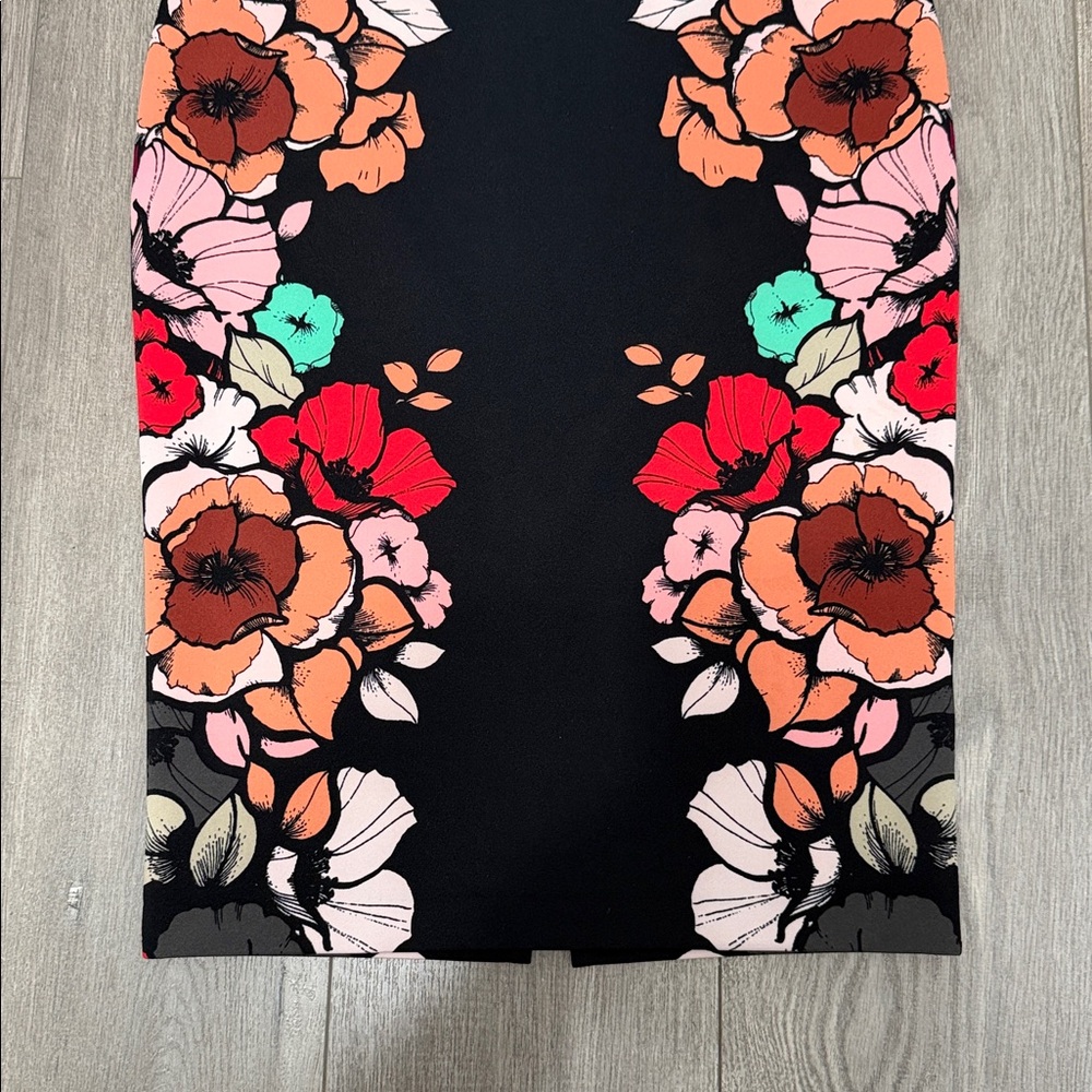Express Black Dress with Floral Accents - Picture 3 of 11